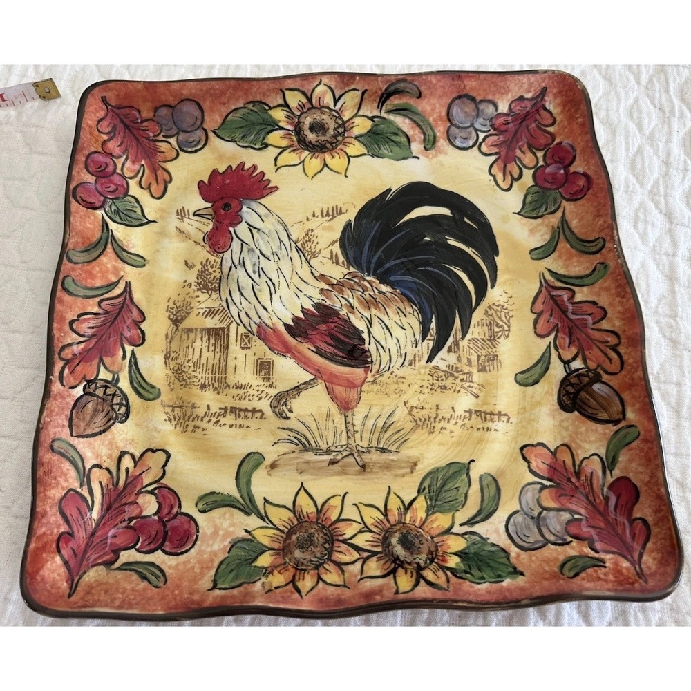 Maxcera Yellow Rooster Plate 9x9